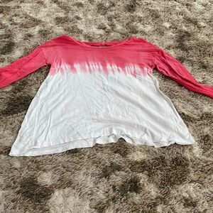 justice pink and white ombre long sleeve top. size: youth 10